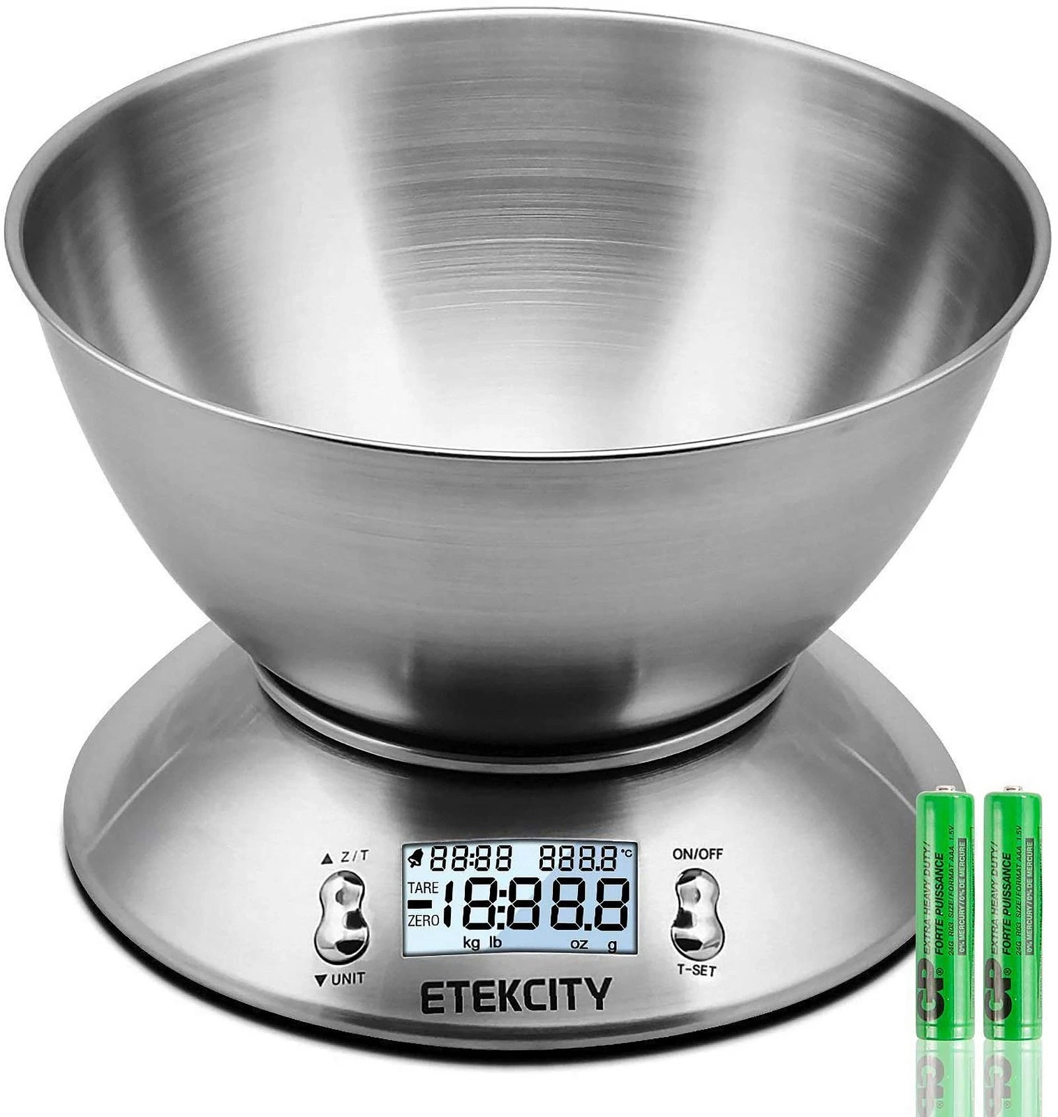 Etekcity Electronic Kitchen Scales with Stainless Steel bowl scale, Silver