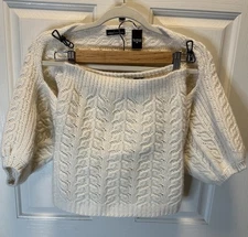 Moda International Women's Knit Tube Top & Arm Warmer Sweater NEW 100%Cashmere M