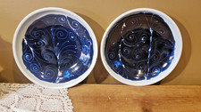 Signed M.d. Wald Studio Art Pottery Bowl Cobalt Blue Black Swirl 9 Signed M.d. Wald Studio Art Pottery Bowl Cobalt Blue Black Swirl 9