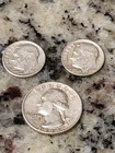 1964 WASHINGTON QUARTER + 2 PRE-64 ROOSEVELT DIMES ALL 90% SILVER