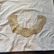Vintage Ivory Gold Attachable Dress Collar Handmade w Snap Scalloped Edge