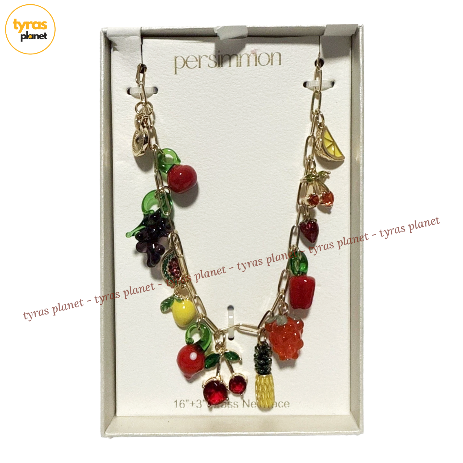 Persimmon Fruit Charm Gold-tone Necklace Tiktok Viral - NEW