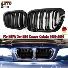 Doppelsteg Nieren Grill für BMW 3er E46 Coupe Cabrio 98-03 Glänz Kühlergrill Neu