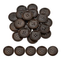 50X Holz KnöPfe 30Mm 4-Loch Rund FüR NäHen Diy Dunkelbraun