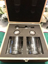 The Wine Savant 5 Pc Golf Gift Box 8 Oz Glass X 2 With 2 Golf Ball Stones & Tong