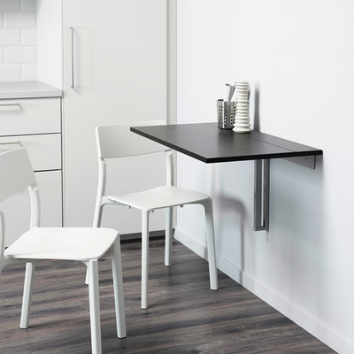 IKEA BJURSTA Wall-Mounted Drop-Leaf Table Brown-Black 35 3/8