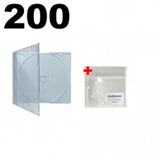 200 SLIM Clear CD Jewel Cases & 200 OPP Plastic Wrap Bag