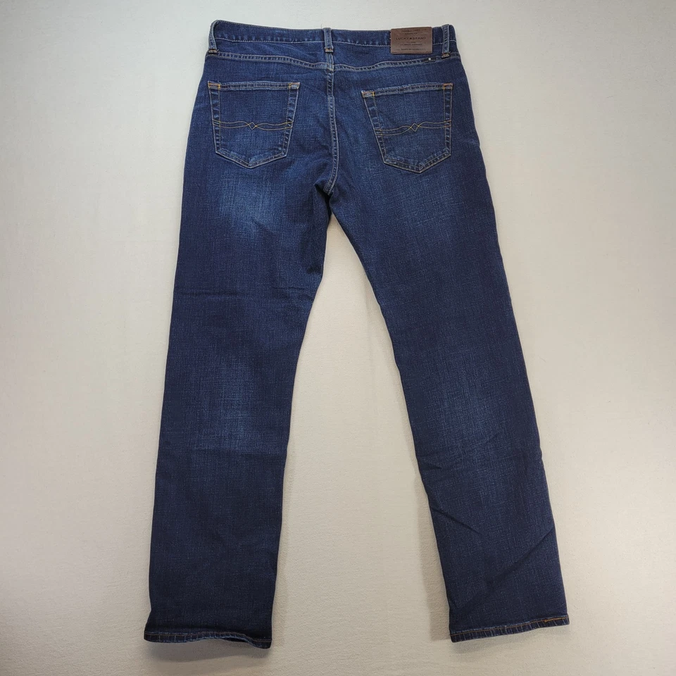 Pantalones de mezclilla Lucky Brand para hombre 34x32 azul 410 atléticos ajustados rectos lavado oscuro Foto 3 de 4