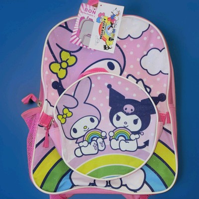 My Melody Kuromi Rainbow Backpack 15'' Sanrio Hello Kitty Detachable Lunch Tote