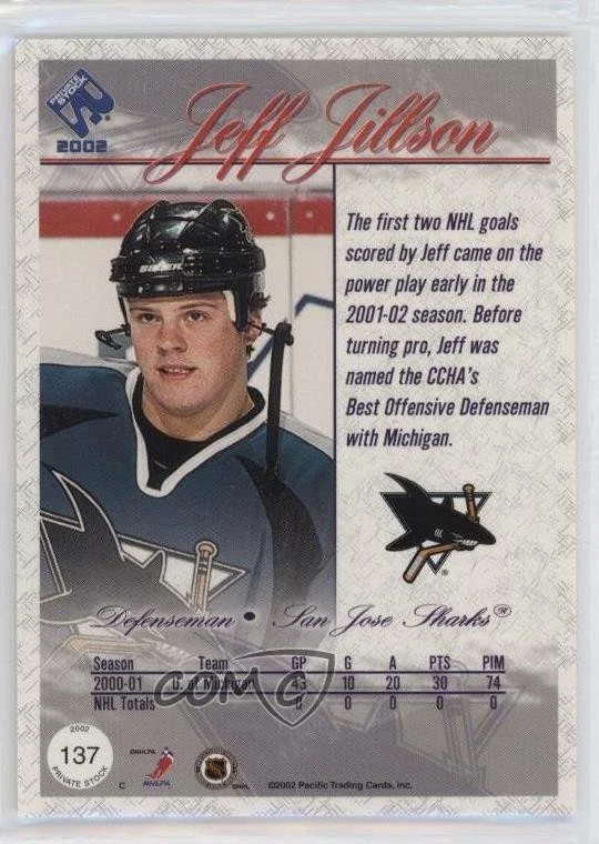 2001-02 Pacific Private Stock Retail /450 Jeff Jillson #137 Rookie RC - Image 2 of 2