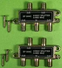 4 WAY TELEVISION SPLITTER CABLE OR ANTENNA Lot of 2