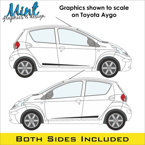 Toyota AYGO rayas laterales 3/5 puertas cualquier edad calcomanías pegatinas gráficos SIN P&P 011 - Imagen 3 de 4