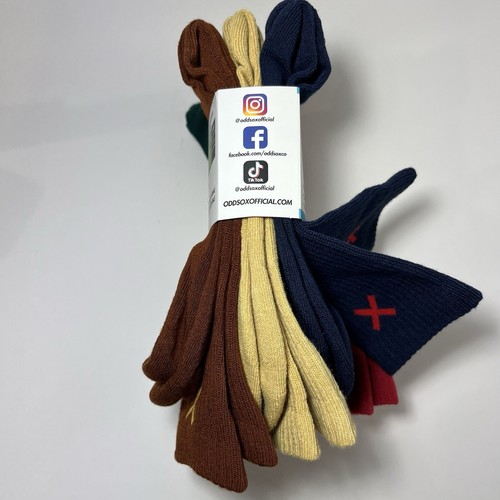 BASIX ODD SOX 6 Pairs Men's Multicolor Brown Red Orange Crew Socks Size 8-12 - Picture 6 of 6