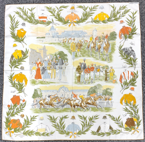 Auth Hermes Carré 90 CHANTILLY Silk Scarf White x Multicolor W/Box BA060046 - Imagen 7 de 20