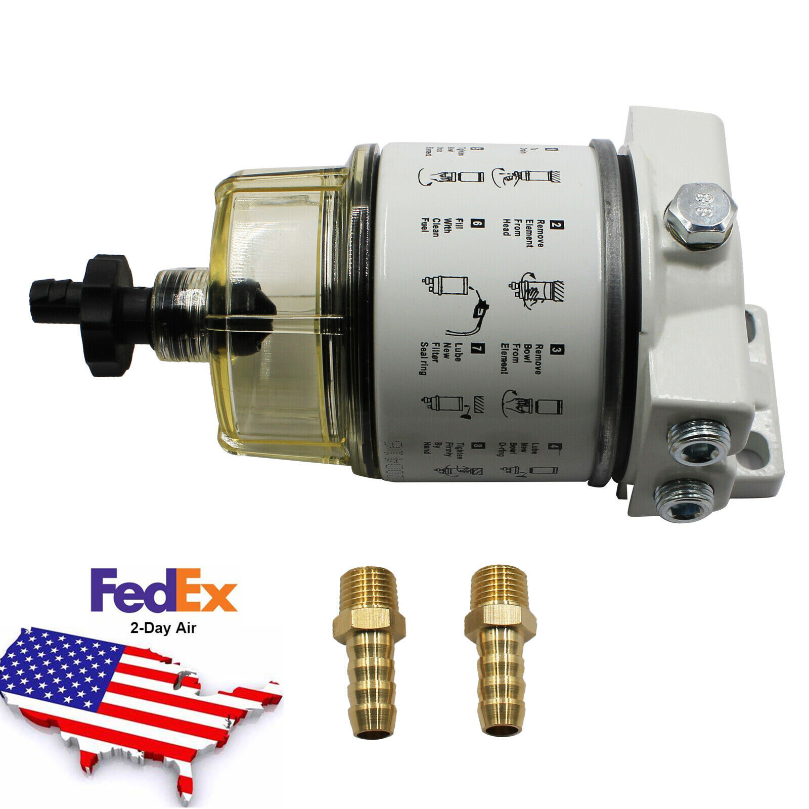 SJLERST Filtre à Carburant, Séparateur D'eau De Filtre à Carburant à Rotation Marine Pour Bateau R12t Pour Bateau A Moteur 72016885