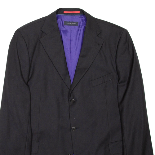 TOMMY HILFIGER Mens Blazer Coat Black Wool L - Picture 2 of 6