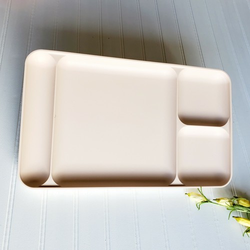 4 Vintage Tupperware Divided Trays Lunch Dinner Cream White Pink Grt Cond - Picture 4 of 8