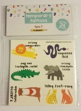 NEW Horizon Group USA Kids 24 Animal Temporary Tattoos 4 Sheets Ages 3+