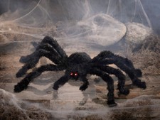 Halloween Light Up Animated Fuzzy Spider Prop Decor 24 Inch Spiderweb Decoration