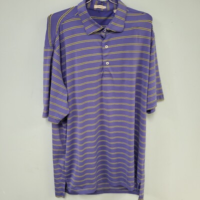 Oliver Ridley Mens Polo Shirt Blue & Yellow Striped Sz L Golf Lightweight Tennis