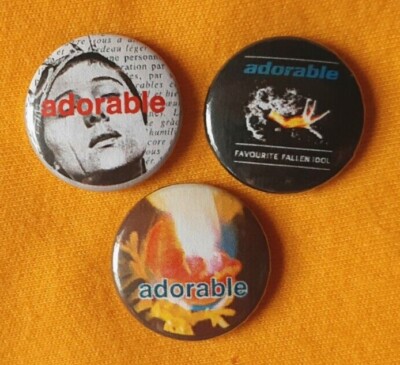 Adorable (shoegaze) three 25mm button badges inc 'Sunshine Smile'. Free UK P&P!