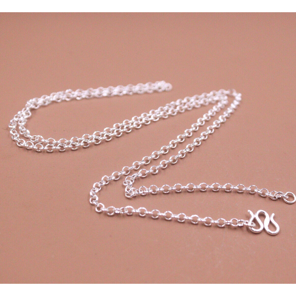 Pure 999 Fine Silver Chain Women Men's 2.8mm Rolo Link Sweater Necklace ...