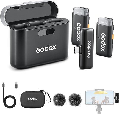 Kabelloses Lavaliermikrofon für Android/USB C, 8H Akkulaufzeit, Zweikanal