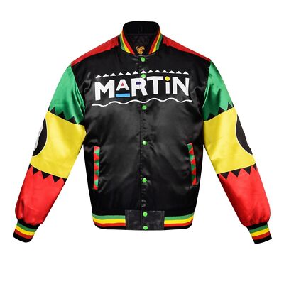 Martin Intro 8 Ball Black Satin Varsity style bomber Jacket