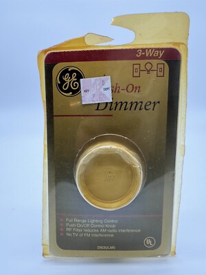 GE Push On/Off Dimmer Full Range 3 Way 600W Rotary Light Control Ivory D163ULM5