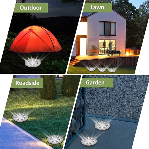 4-16pc Solar Ground Lights Outdoor Bright 8-LED Garden Deck Path Recessed Lights - Picture 6 of 17