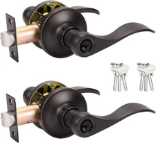 (2 Pack) Entrance Lever Door Handle Oil Rubbed Bronze, Entry Levers Combo Pack,