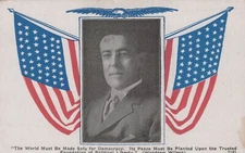 World Must Be Made Safe For Democracy Woodrow Wilson Divided Back VTG Postcard