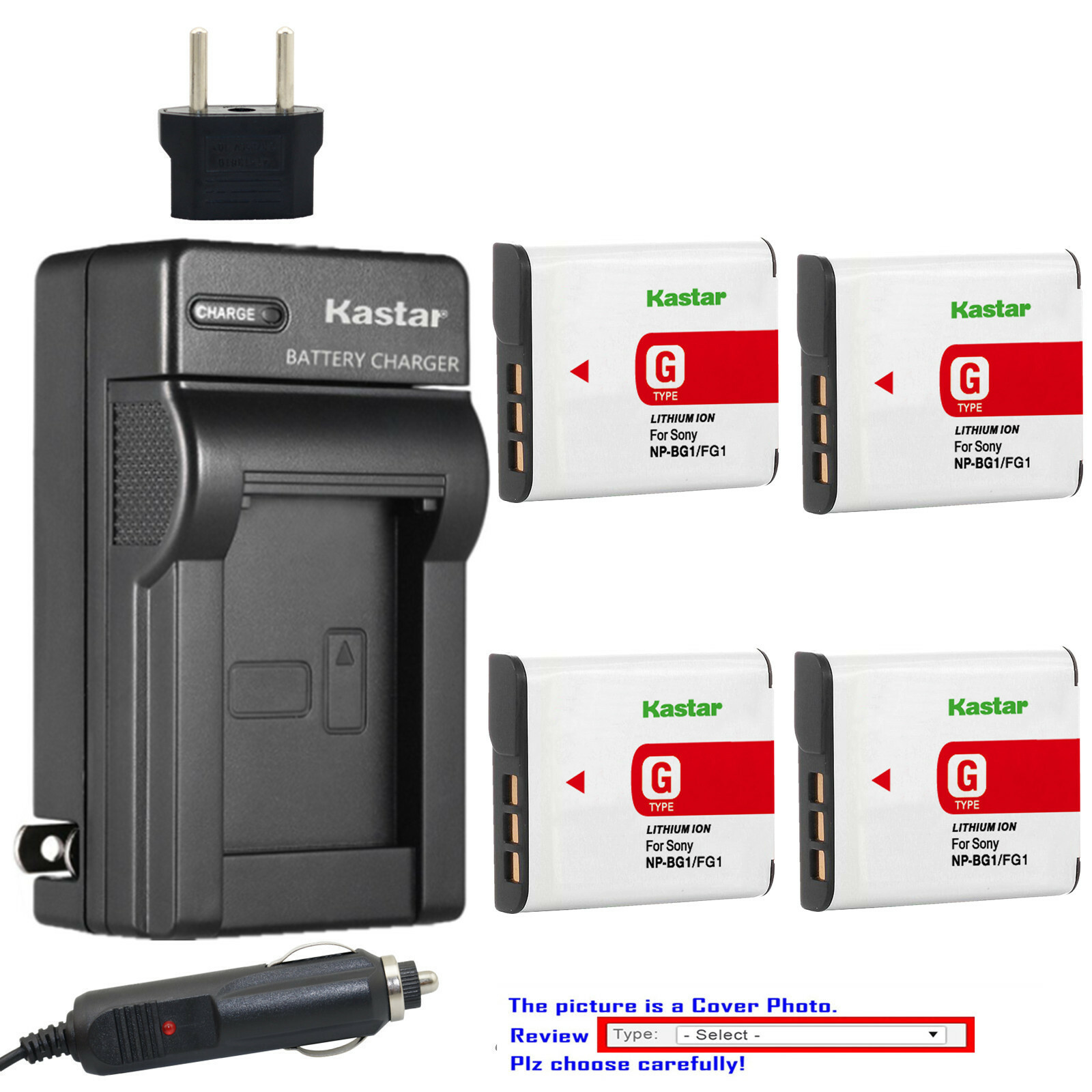 Kastar Battery AC Rapid Charger for Sony NP-BG1 NP-FG1 Sony Cyber-shot DSC-W150