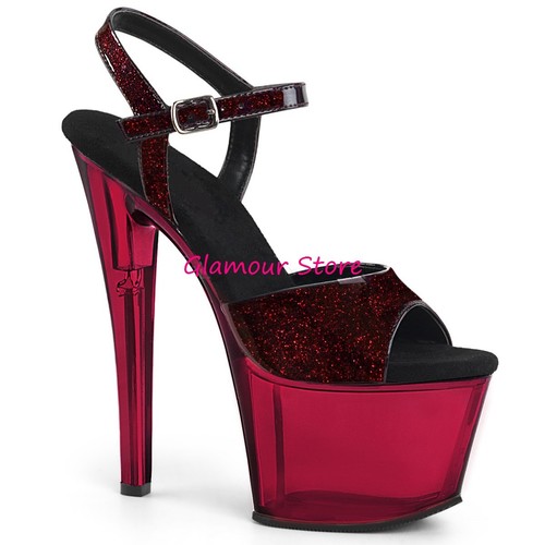 Sexy SANDALI GLITTER tacco 18 dal 35 al 41 BORDEAUX plateau scarpe GLAMOUR  club | eBay
