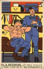 Art Deco French Marins Military Muscular Man Thread AU CONSCRIT Postcard