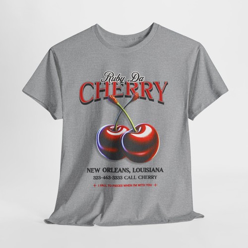 Ruby Da Cherry Vintage Cherries Unisex Heavy Cotton Tee - Picture 14 of 19