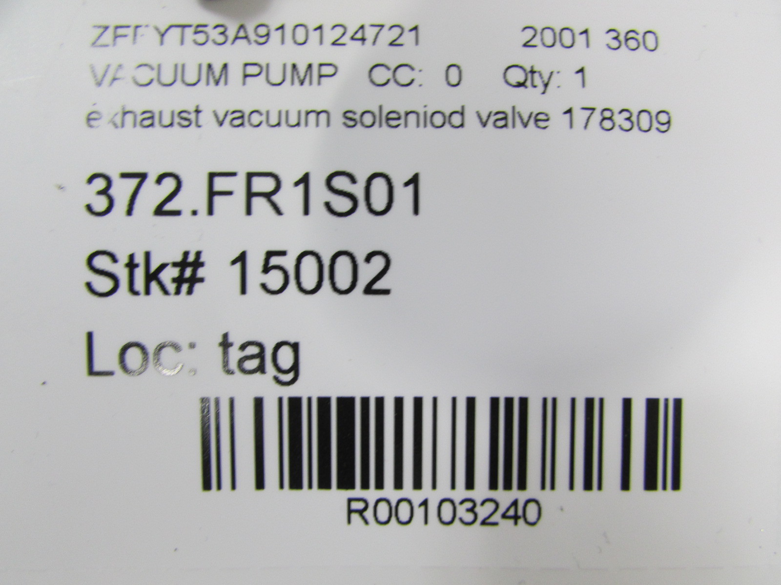 Ferrari 360, Exhaust Vacuum Solenoid Valve, Used, P/N 178309