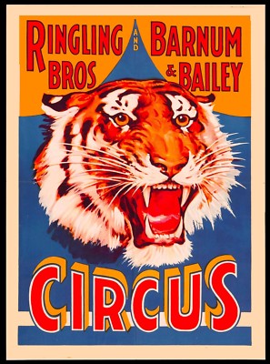 Ringling Bros and Barnum /& Bailey Tiger Moon Vintage Circus Travel Poster