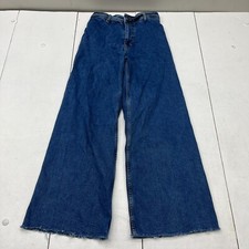 Zara Dark Blue Wide-Leg High-Waisted Straight...
