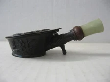 Plum Blossom Chinese Brass Silent Butler Ashtray Crumb Catcher - Wood & Jade Han