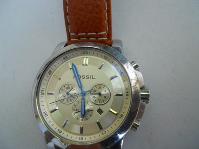 Fossil mens chronograph brown leather 