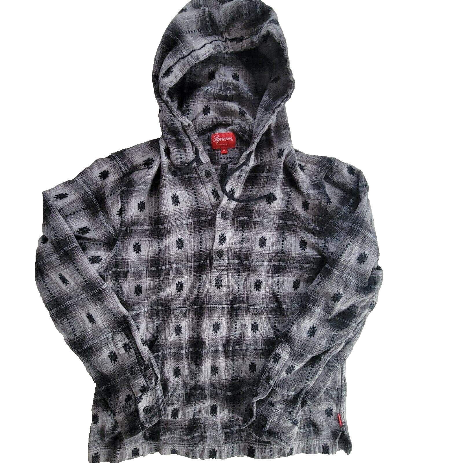 SUPREME Shadow Plaid Hooded Flannel Shirt Men’s  100% Cotton Sz SMALL-----4055
