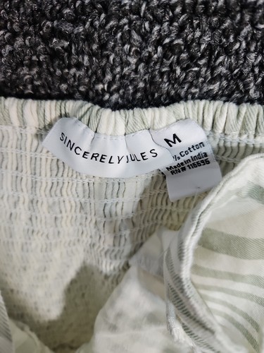 Sincerely Jules Medium M 100% Cotton Dress Green & Off White Striped NWT - Picture 3 of 7