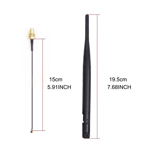 Mit IPEX Kabel 15CM 2.4G Dualband RP-SMA 6DBI Router 19.5CM PC WLAN Antenne - Afbeelding 2 van 8