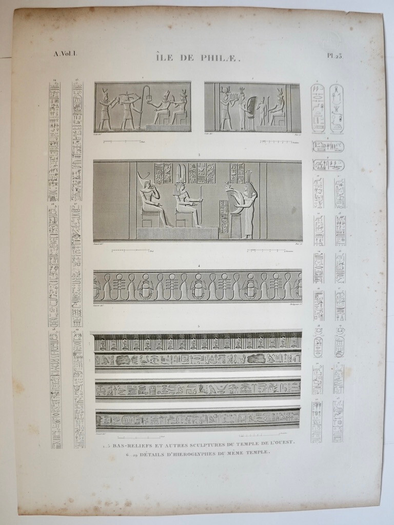 DESCRIPTION EGYPTE NAPOLEON ORIGINAL 1821 ILE DE PHILAE . (pl. 23, A. vol. I). B