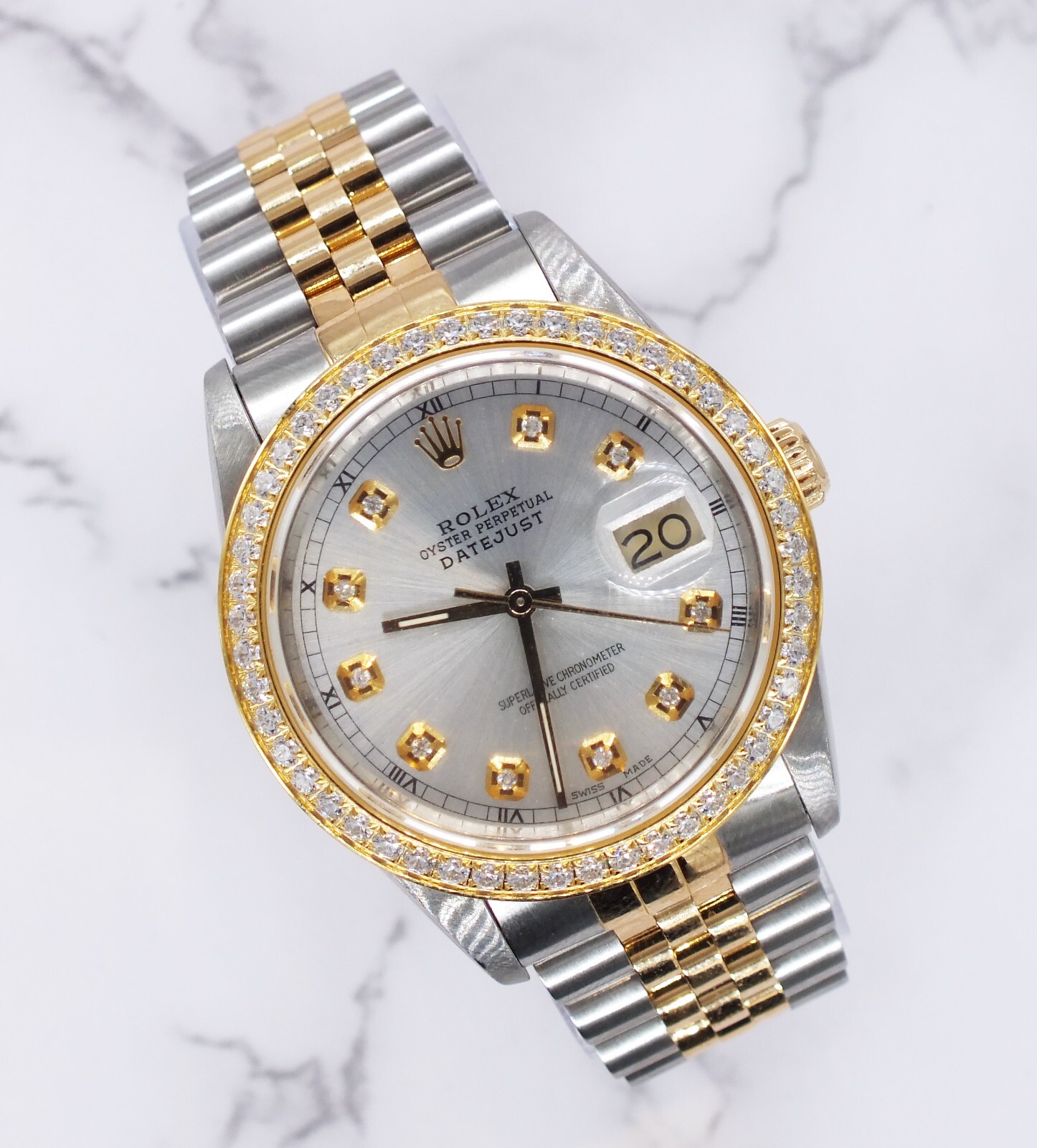 Rolex Datejust Silver Diamond Bezel