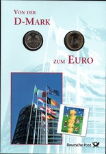 Numisblatt Von der DM zum € 50 Jahre DM Münze Marke Euro Einführung Erhardt 2 DM