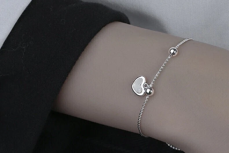 Herz Armband 925 Silber Verstellbar bis 20cm Gold Silber Quarz Damen Geschenkbox - Bild 4 von 4