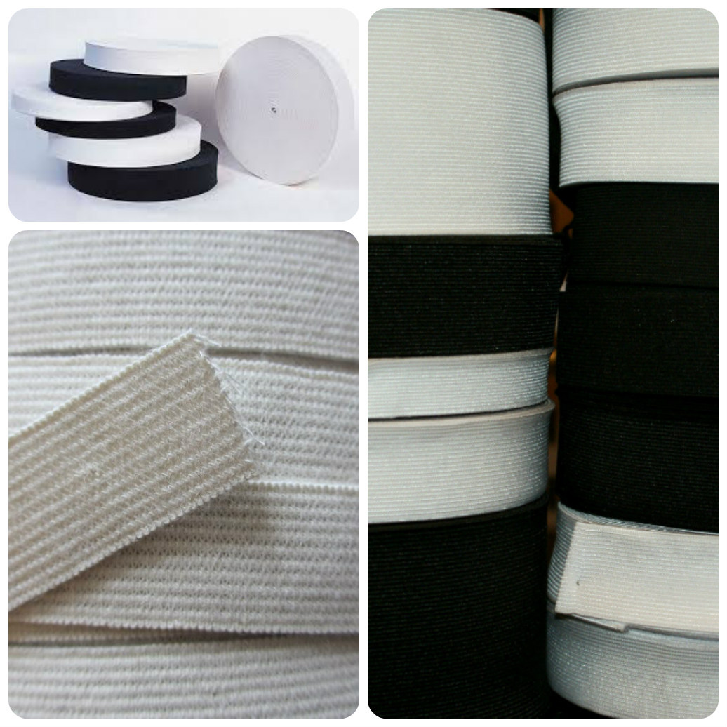 White and Black Flat 100cm Wide Elastic All Lengths