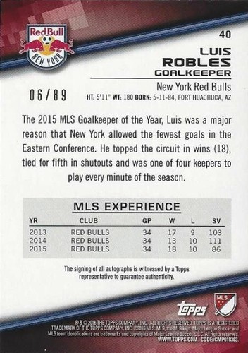 2016 Topps Major League Soccer Base Card Autograph Serial Numbered /350 or Less - Picture 20 of 64